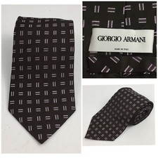 Giorgio Armani Mens Tie Geometric Brown Light Pink 100 Silk Made In Italy EUC