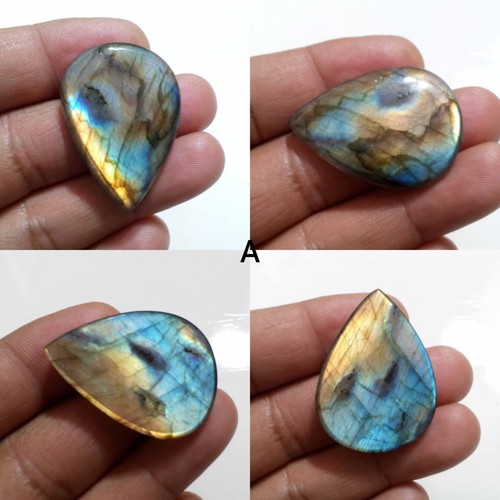 Fabulous Blue Fire Labradorite Pear Shape Cabochon Loose Gemstone Making Jewelry - Picture 2 of 28
