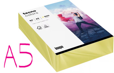 tecno DIN A5 farbiges Kopierpapier (2100019202) 80 g/m² Gelb 500 Blatt