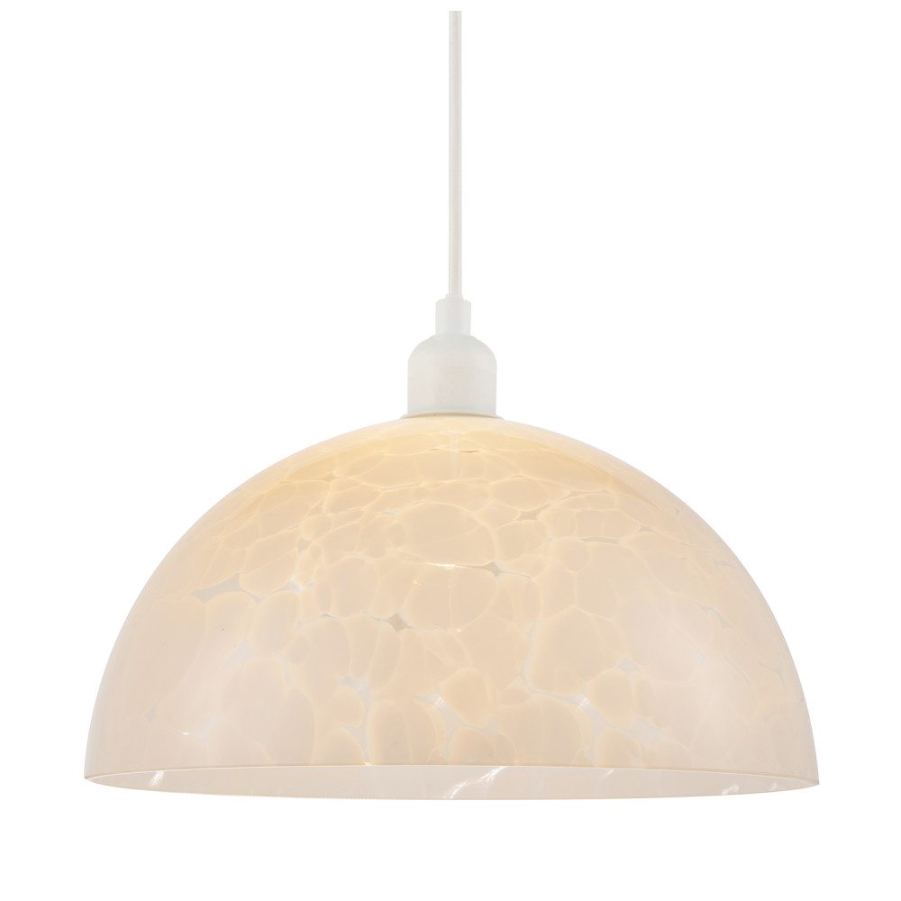 Modern Opal White Snowflake 30cm Domed Glass Pendant Ceiling Shade by Happy H...
