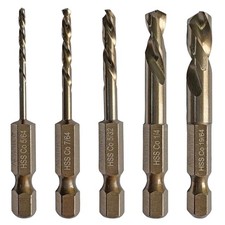 NordWolf 5-Piece M35 Cobalt Stubby Left Hand Drill Bit Set, Reverse Twist wit...