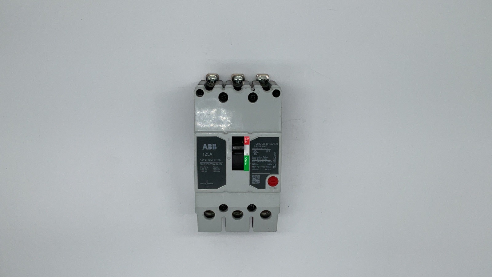 ABB GE TEYL3125B 125A 3P Bolt-On Panelboard Breaker 480Y/277V