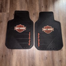 Harley-davidson Two Front Rubber Floor Mats Plasticolor Black Vintage 2003 Usa Harley-davidson Two Front Rubber Floor Mats Plasticolor Black Vintage 2003 Usa