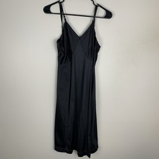 Vintage 50s Sears Black Slip Dress Size 36 Lightweight Nylon