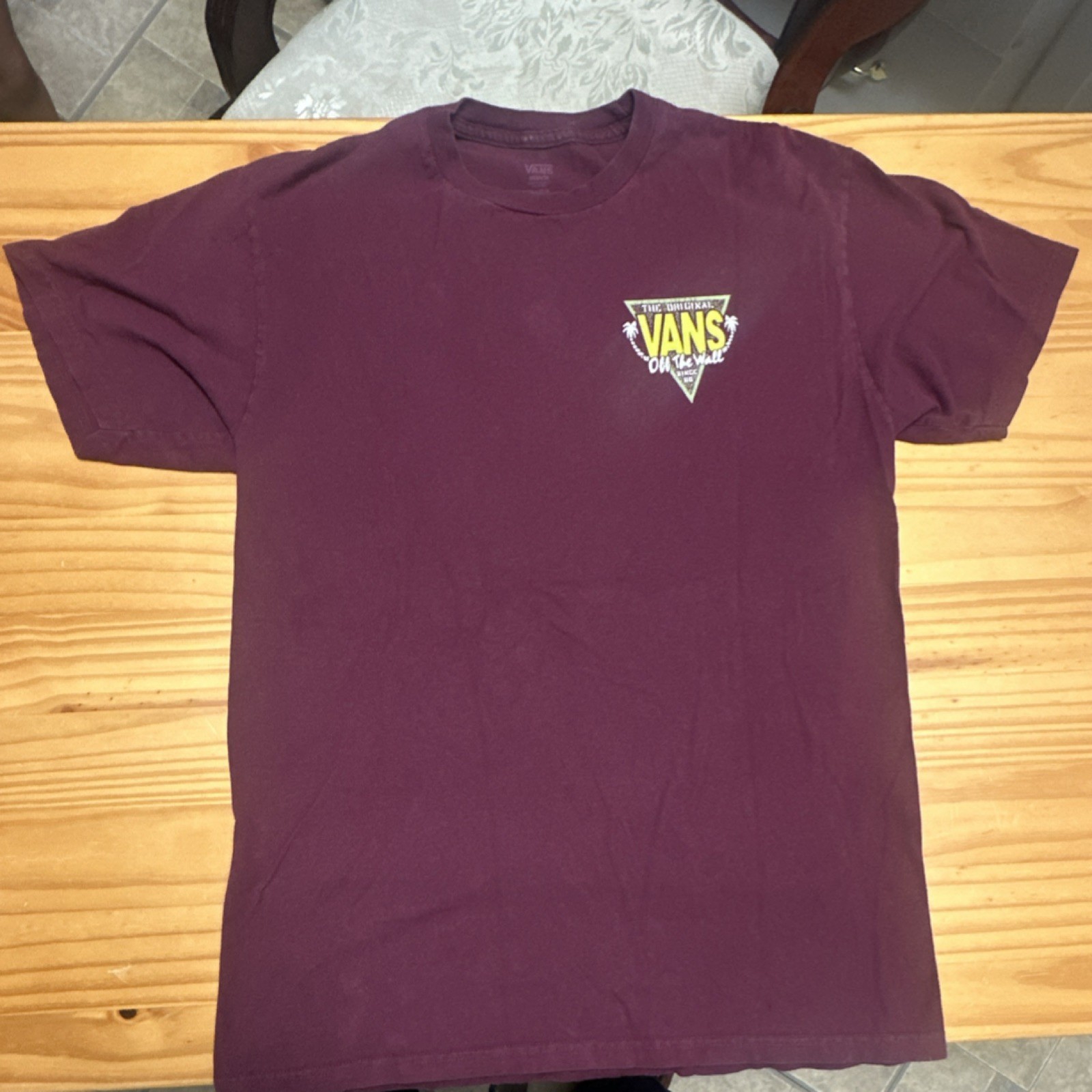 VANS Burgundy Graphic Logo M Men's Cotton Short Sleeve Crew Neck T-Shirt