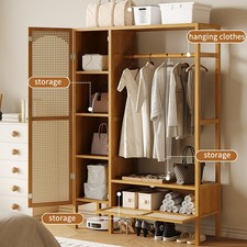 Bedroom Closet Wardrobe with Hanging Rod Storage Cabinet Freestanding UK STOCK