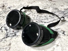 MORRIS MH-5 Vintage Welders Welding Glasses Steampunk Green & Black Goggles USA