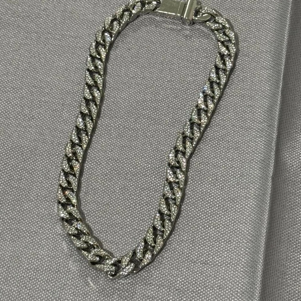 Silver tone 18” chain necklace with rhinestones #rhinestone #jewelry image 1