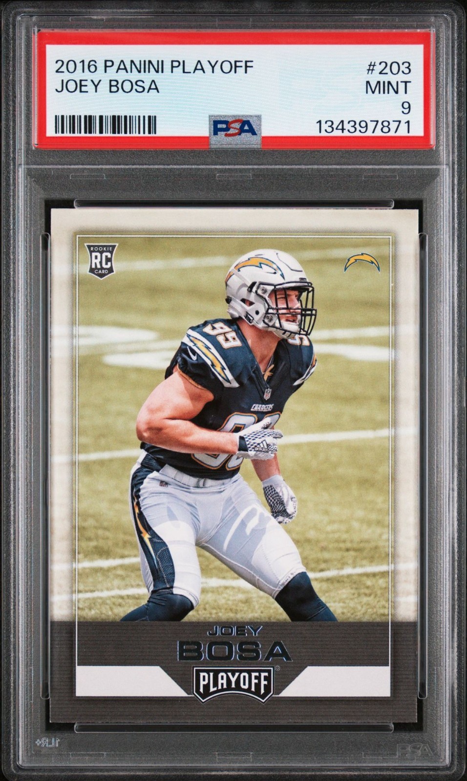 JOEY BOSA Chargers 2016 Panini Playoff #203 Rookie RC PSA 9 Mint Pop 4