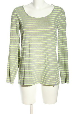 81HOURS Ringelshirt Damen Shirt Gr. DE 36 hellgrau-grün Casual-Look
