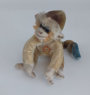Steiff Affe Mungo mit Knopf und Schild. 50er Jahre