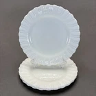 Vintage Corning Toughened Milk Glass Swirl Dinner Plates 9 1/4" Set of 4 USA