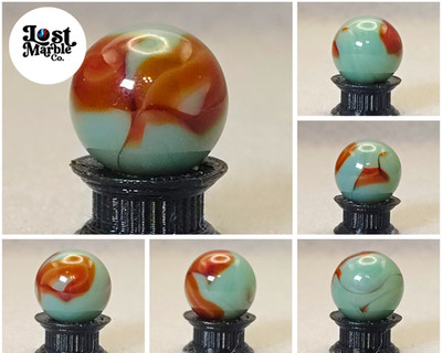 16mm Transparent Teal & Rust Swirl marble - Ravenswood? NM+