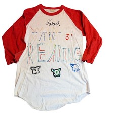 Vintage Handmade Painted Raglan Tee Jared Reading Graphic Youth L XL XS