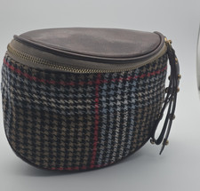 Borsa donna senza marchio piccola a quadri mezzaluna tracolla foderata con zip tracolla staccabile