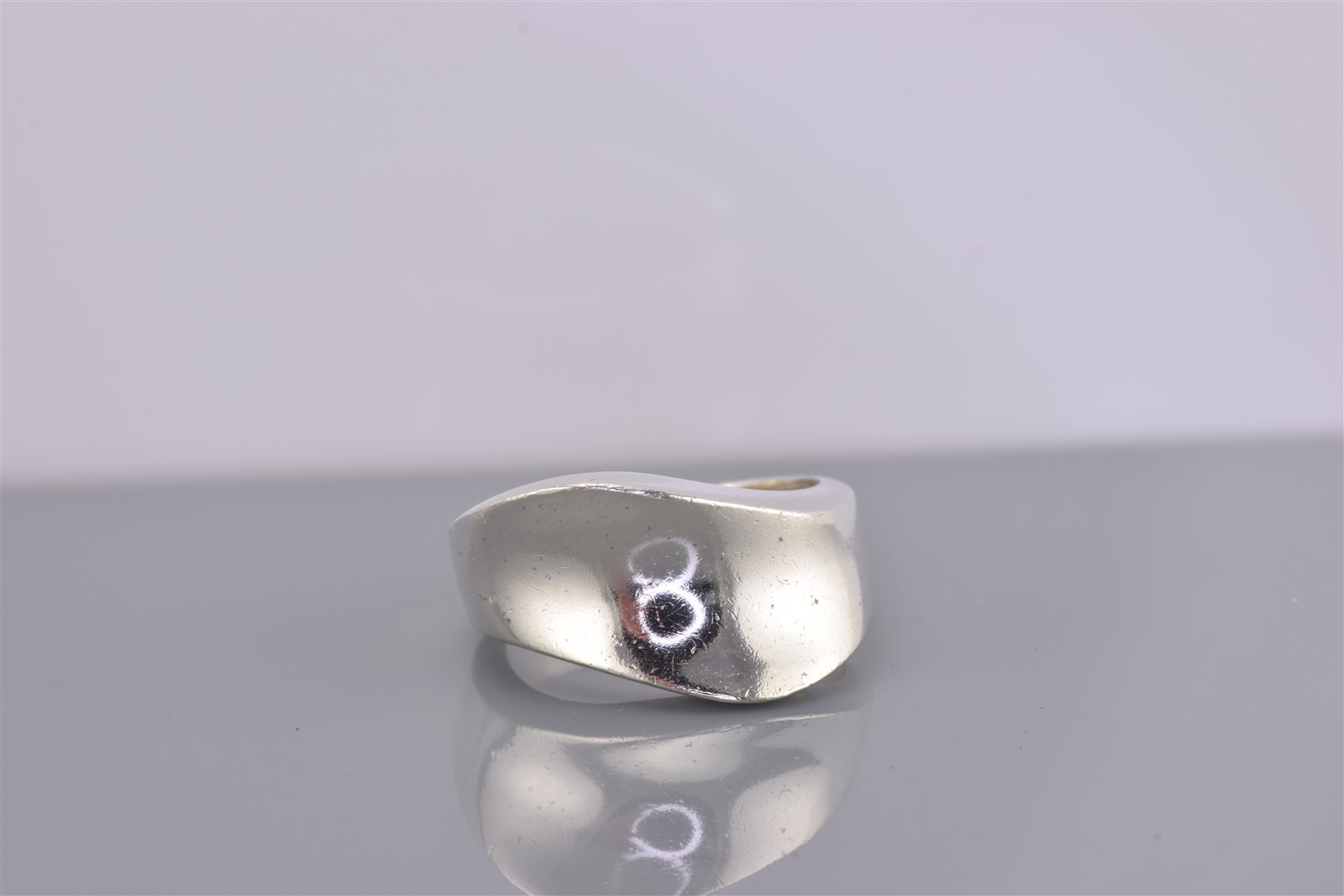 Sterling Silver Solid Wavy Concaved Modernist Ban… - image 2