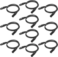 6.5Ft / 2M DMX Cable, 10PCS 3 Pin DMX Cables DMX Wires, DMX512 XLR Male to Femal