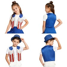 Girls Jackets Versatile Vest Jazz Tank Top Sequined Costume Glittery Waistcoat