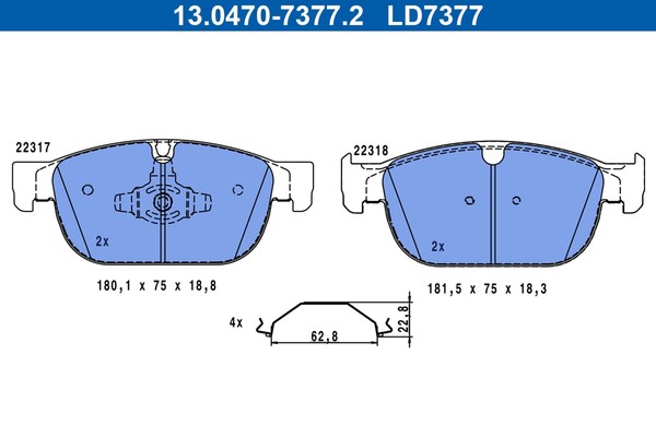 Bremsbelagsatz Scheibenbremse ATE Ceramic 13.0470-7377.2 FüR Volvo XC60 2 246 3-image
