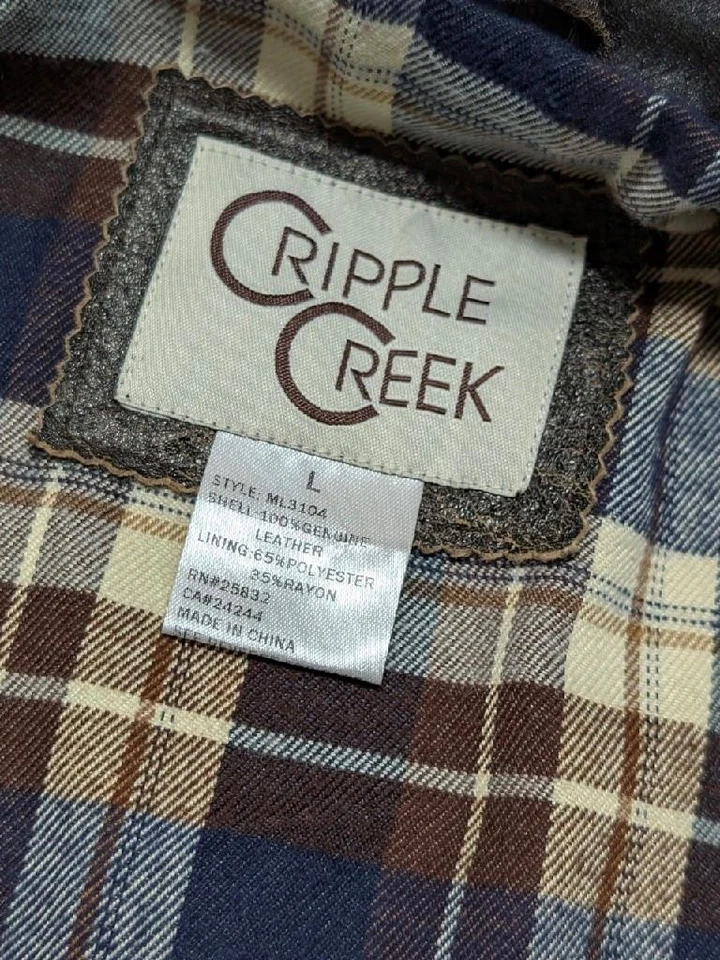 vintage WESTERN leather vest LAPEL john wayne L brown COWBOY cripple creek 44 - Image 4 of 4