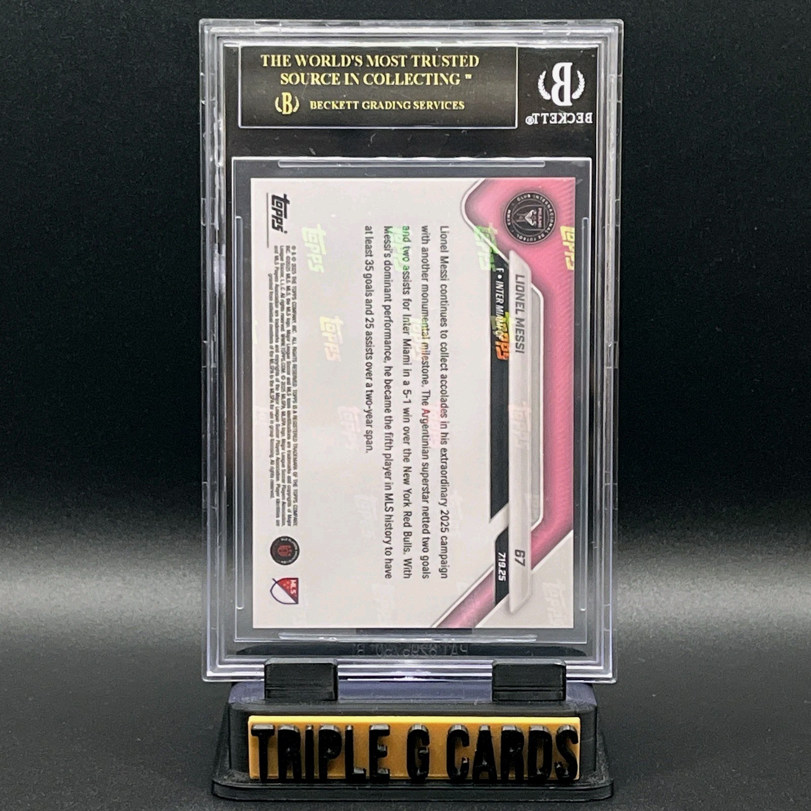 Lionel Messi 2025 Topps Now MLS #67 BGS 10 BLACK LABEL "PERFECT GOAT" view 6