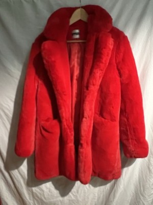 APPARIS Sophie Faux Fur Coat In Scarlet Red Size S