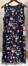 NWT Vince Camuto Sz 14 Navy Blue Floral Embroidered Sleeveless Sheath Dress $128