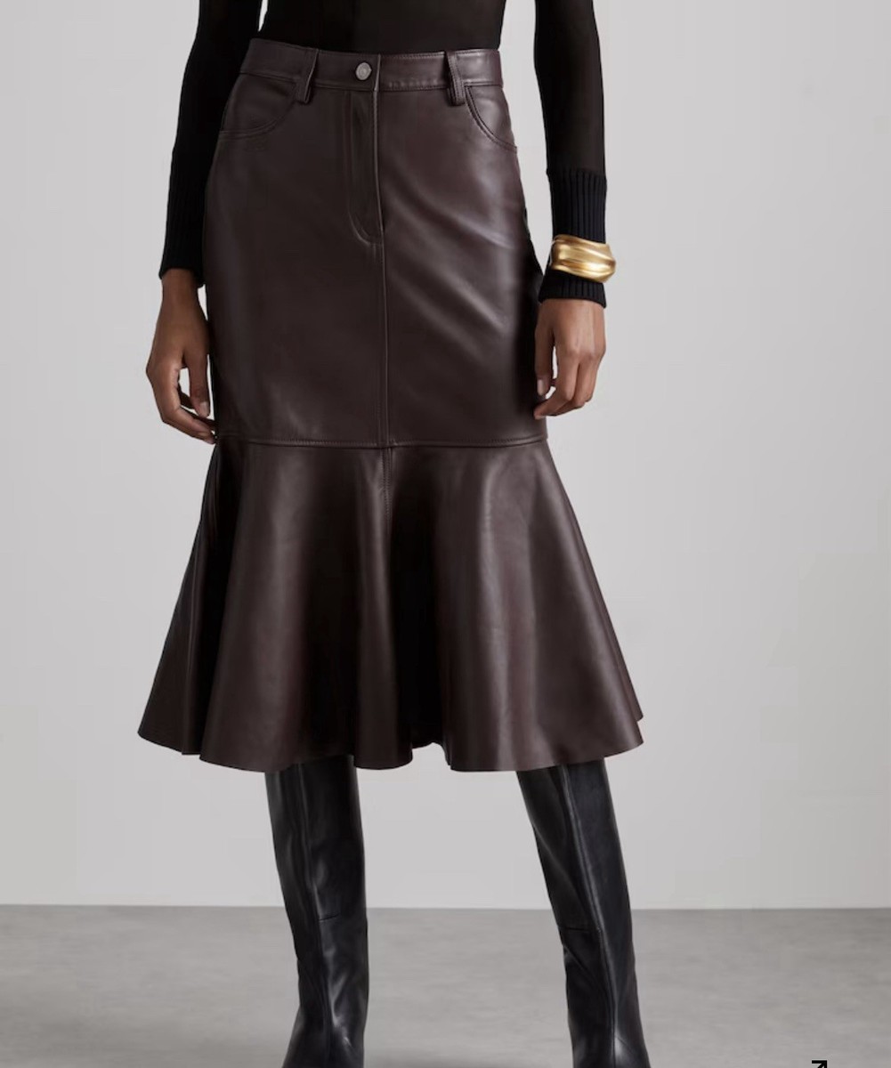 Line Skirt Seed Fluted Leather Skirt Pleated Skirt Reiss Leather