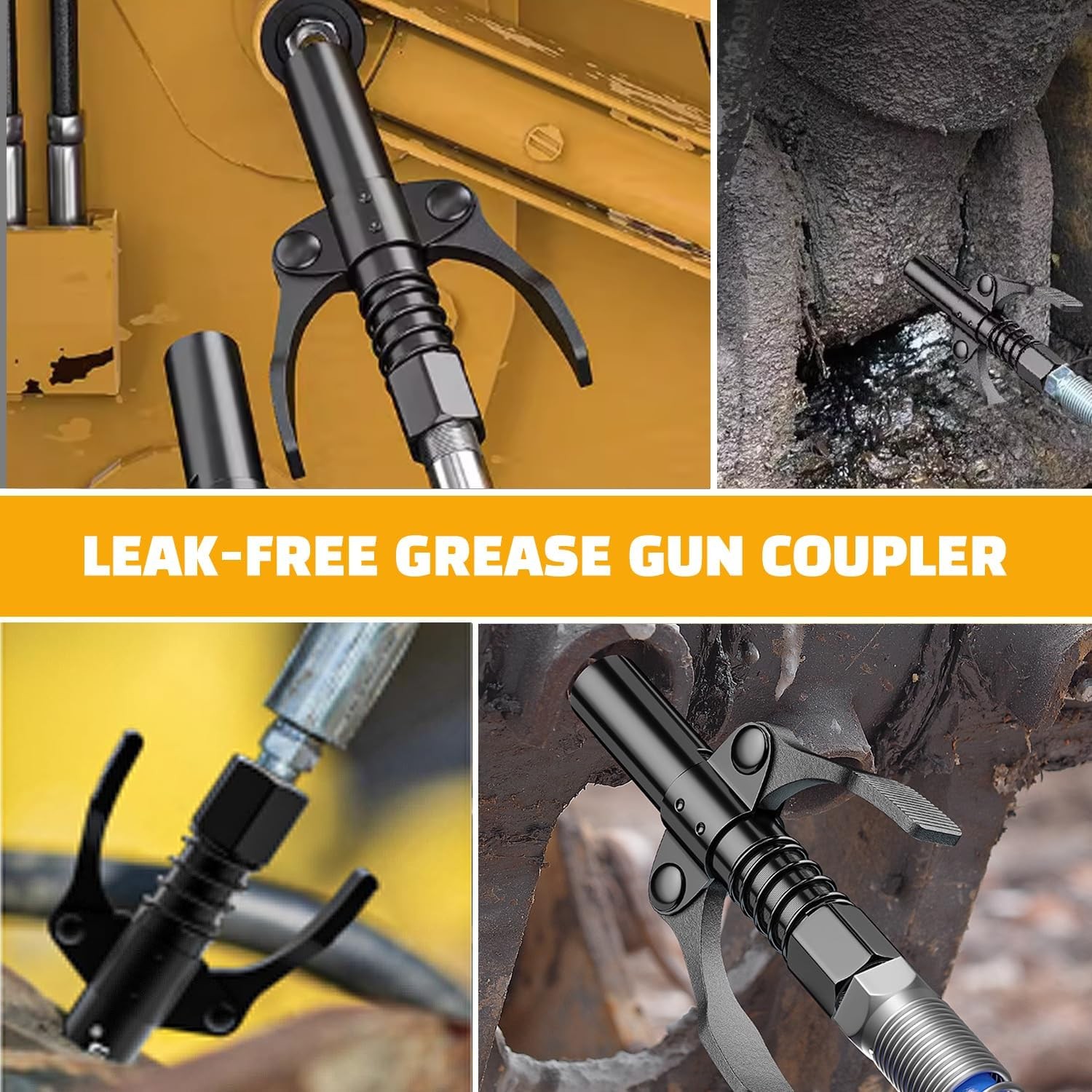 Grease Gun Coupler, Leakproof Grease Gun Tips with Quick Lock Release, High Pres