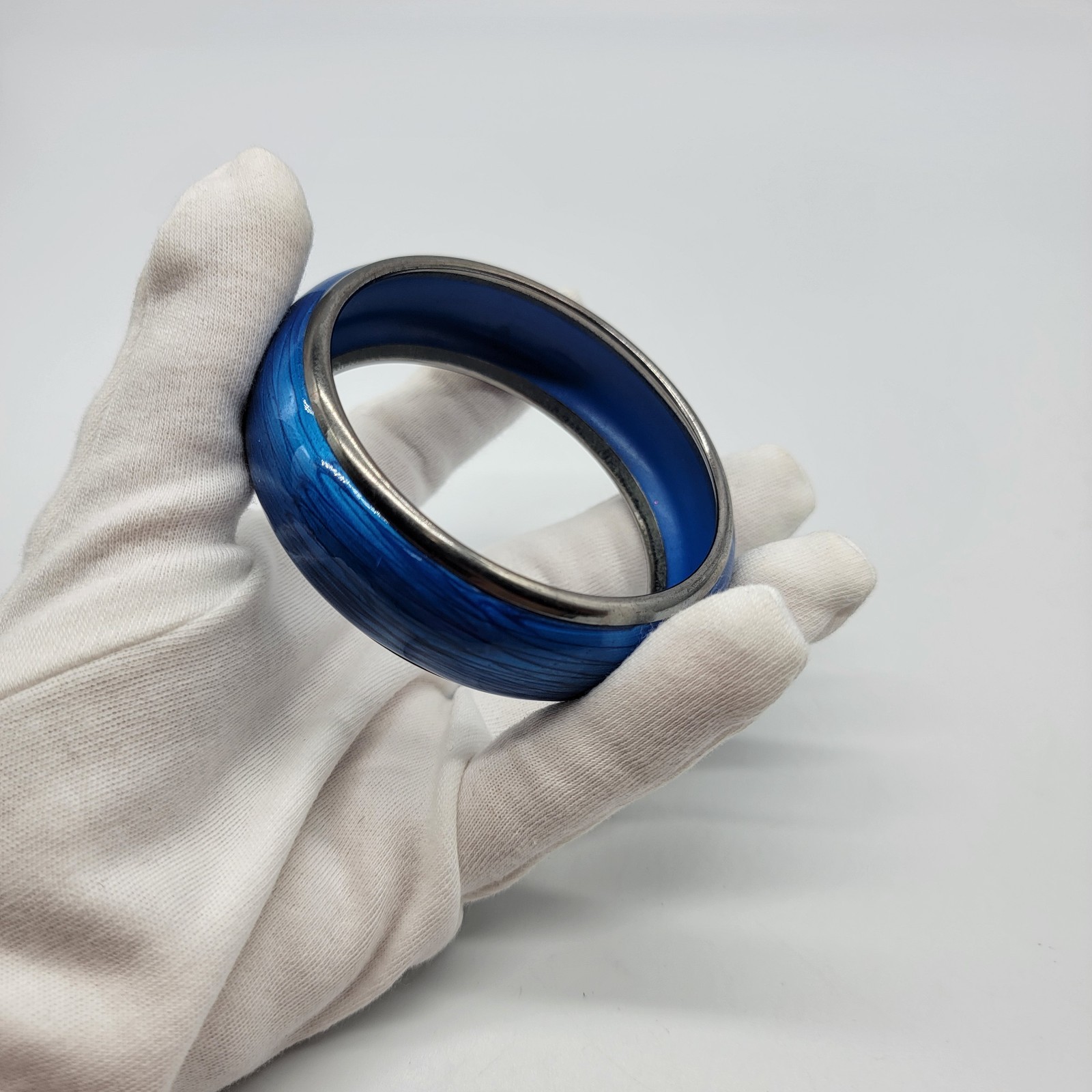 Blue Metal Bangle Statement Bracelet - image 4