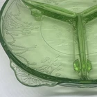 Vintage Anchor Hocking Green Glass Divided Dish Relish Plate Footed