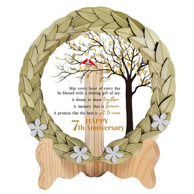 7th Anniversary Wedding Gifts Crystal Plate with Copper Leaf Wreath   7 Years Co