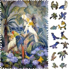 Wooden Puzzle for Adults by FoxSmartBox-310 Pcs-Tropical Landscape with Parrots