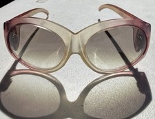 Ted Lapidus Vintage 1980s Oversized Sunglasses Rare Pink & Pale Gold
