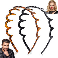 Zig Zag Headbands for Women, 2 Pack Non Slip Zigzag Comb Headband with Teeth, Wa
