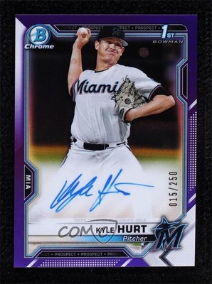 2021 Bowman Chrome Prospect Purple Refractor 15/250 Kyle Hurt #CPA-KHU Auto 0d44