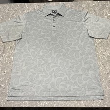 FootJoy Pique Tonal Paisley Self Collar Golf Polo - Heather Grey Men  s Size XL
