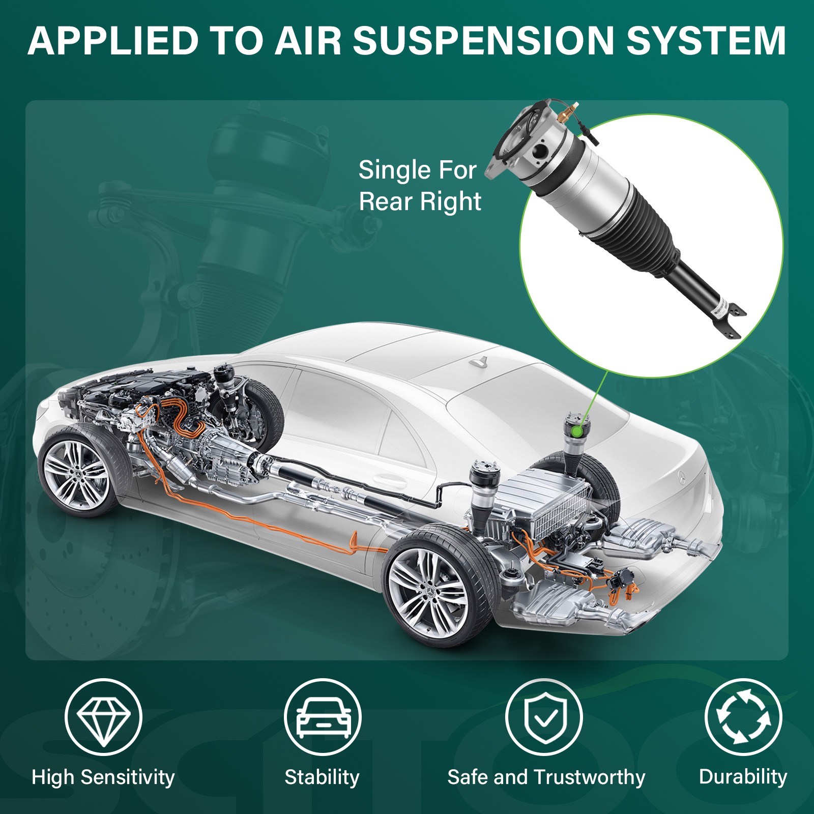 Rear Right Air Suspension Strut For Bentley Continental GT GTC, Flying Spur