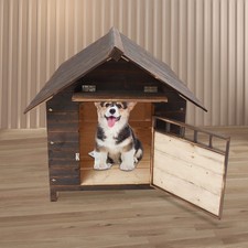 Brown Modern Dog House Dog House With Window And Door Pet House For 38.58lbs Dog