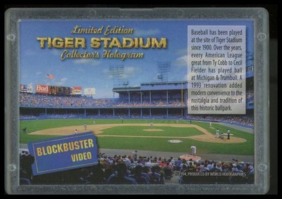 Tiger Stadium 1994 Blockbuster Video 3D Laser Hologram Baseball Card.