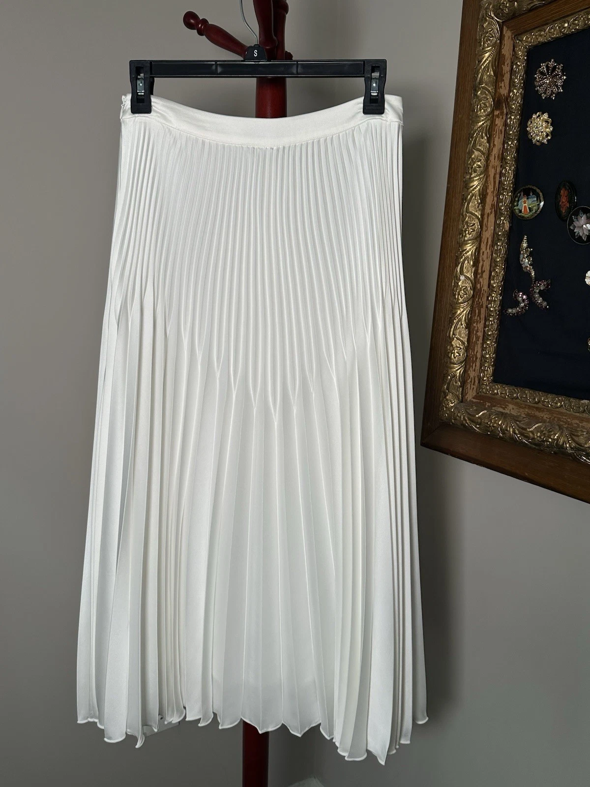 Reiss Pleated Midi Skirt White Women's Size 6