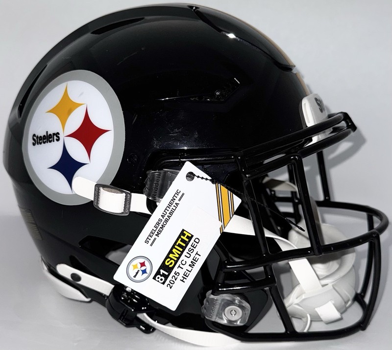 Steelers #81 Jonnu Smith 2025 Training Camp Used Worn SpeedFlex Helmet Team COA