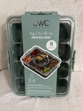 Cook with Color 8-Compartment Snack Box with Lid and Handle, Sage Green