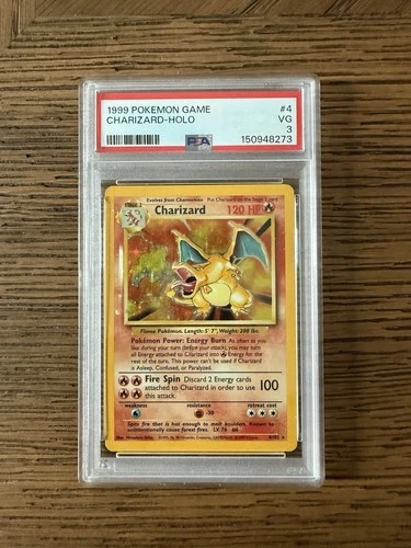 Pokémon TCG Charizard 4/102 Base Set Unlimited Holo PSA 3 VG