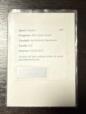 2011 Score Hot Rookies Signatures Redemption Card #515 Unscratched - Image 1 of 2
