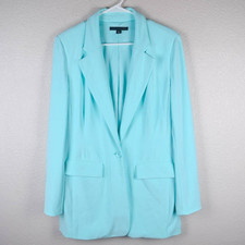 Boston Proper Womens 12 Aqua Blue Beyond Travel Classic Boyfriend Blazer Jacket