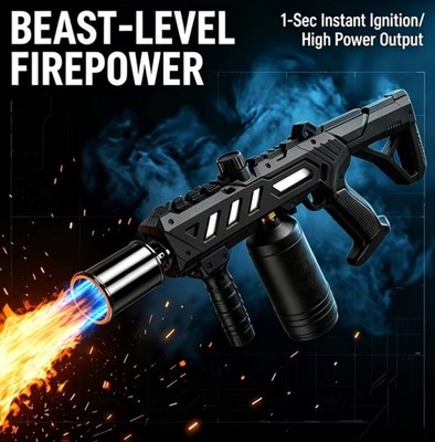 PORTABLE POWERFUL FLAMETHROWER TORCH GUN DETACHABLE COOKING PROPANE TORCH GUN...