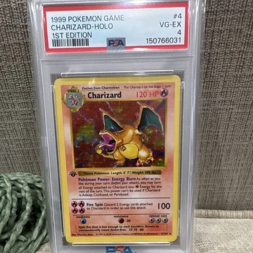 Pokémon Charizard Base Set Shadowless Holo 1st Ed 004/102 120 HP PSA 4 1999