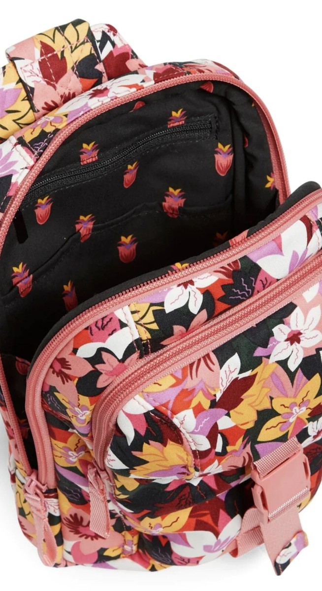 Vera Bradley Utility Sling Backpack Rosa Floral Pattern Zip & Flap Pocket Buckle Vera Bradley Utility Sling Backpack Rosa Floral Belt Bag  main image 4