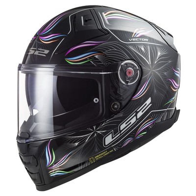 LS2 FF811 Vector II Tropical Integralhelm Motorradhelm Fiberglas Moped schwarz